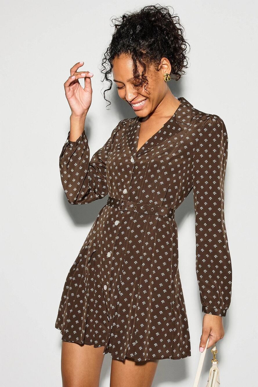 Polo Ralph Lauren Printed Shirt Dress - Size 8 - 100% Silk!